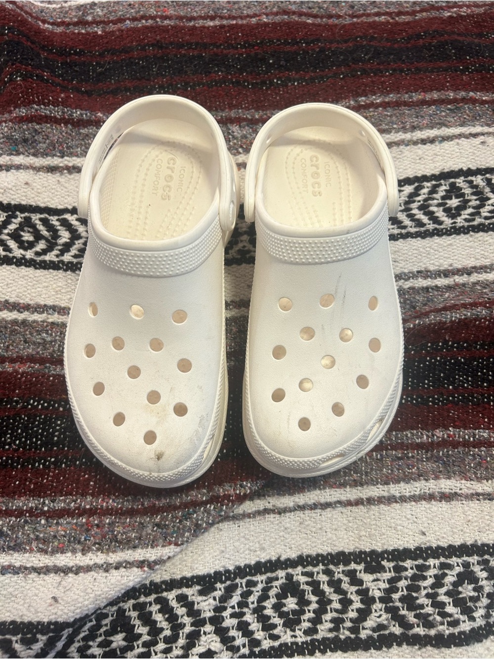 CROCS classic White Platform Clog Wedge Slip-Ons